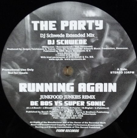 画像1: $$ DJ SCHWEDE / THE PARTY / DE BOS VS SUPER SONIC / RUNNING AGAIN 他 (none) YYY12