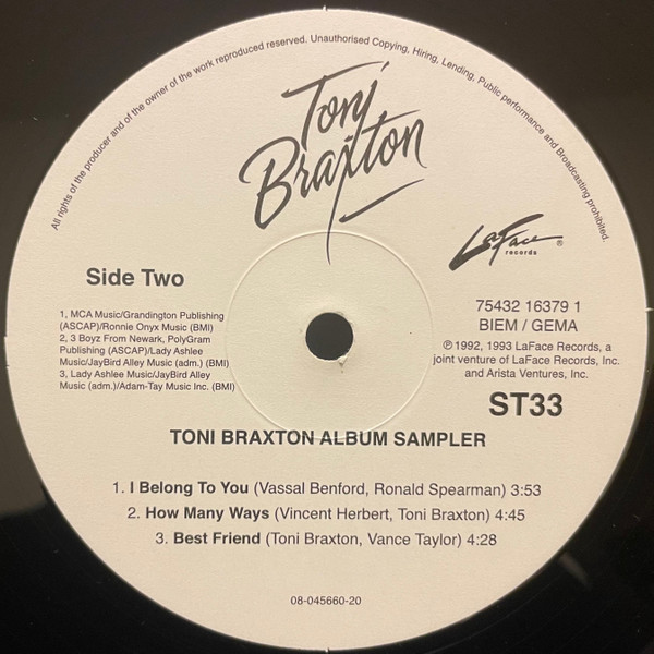 画像2: $ Toni Braxton / Toni Braxton Album Sampler (ST33) Another Sad Love Song * Breathe Again (日本) YYY477-5072-4-4