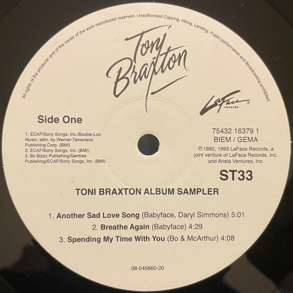 画像1: $ Toni Braxton / Toni Braxton Album Sampler (ST33) Another Sad Love Song * Breathe Again (日本) YYY477-5072-4-4