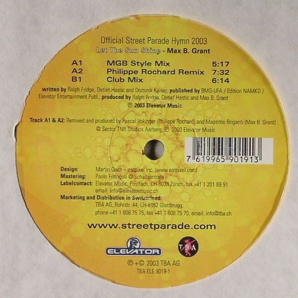 画像1: $ Max B. Grant / Let The Sun Shine (Official Streetparade Hymn 2003) EU (TBA ELE 9019-1) Y3-3F