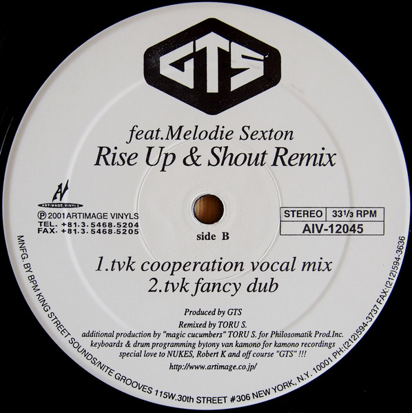 画像1: $ GTS feat. Melodie Sexton / Rise Up & Shout Remix (AIV-12045) YYY480-5174-1-12-5F