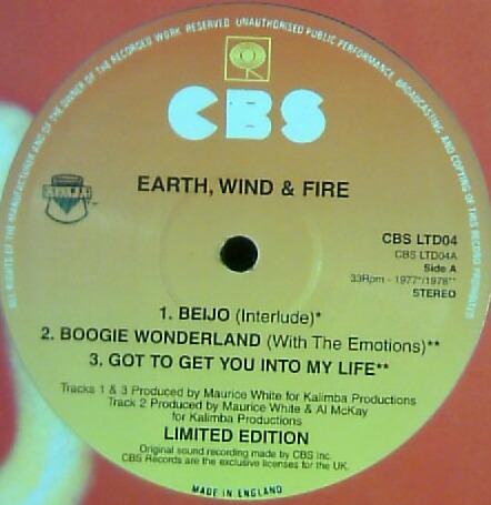 画像1: $ EARTH WIND & FIRE / BOOGIE WONDERLAND (CBS LTD04) YYY15-273-1-1 後程済